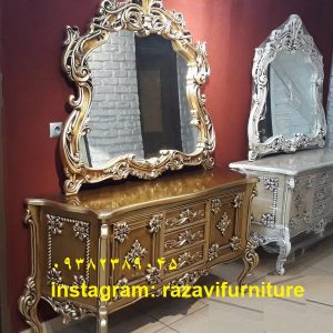 آینه کنسول چوبی سلطنتی شیک برای دکوراسیون سلطنتی و کلاسیک جهیزیه عروس چیدمان