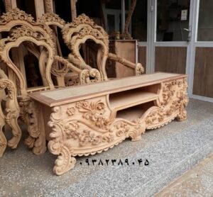 میز تلویزیون چوبی شیک سلطنتی مدل آیناز