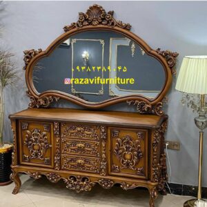 فروش آینه کنسول چوبی سلطنتی مدل بایاز
