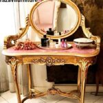 میز آرایش با آینه گرد مدل آنتیکک