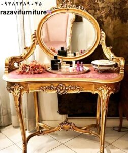 فروش میز آرایش با آینه گرد مدل آنتیکک