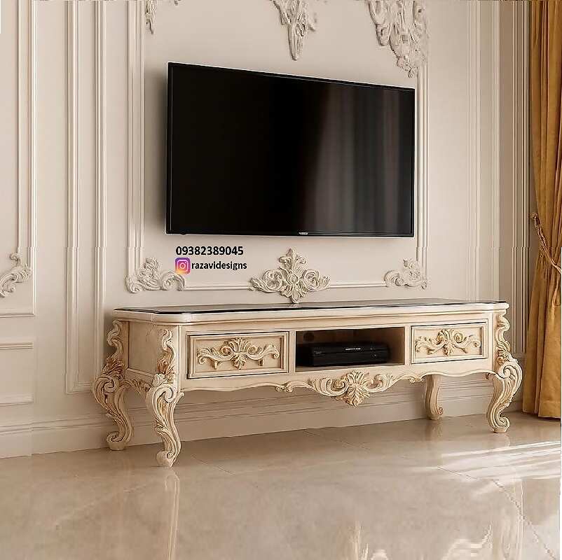 white tv table